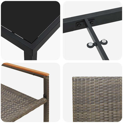 Garten Essgruppe mit Kissen 7 pcs Grau Poly-Rattan