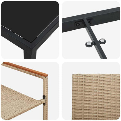 Garten Essgruppe mit Kissen 7 pcs Beige Poly-Rattan