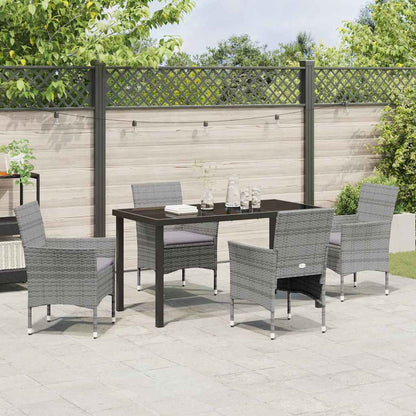 Garten Essgruppe mit Kissen 5 pcs Grau Poly-Rattan