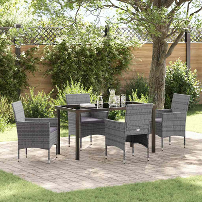 Garten Essgruppe mit Kissen 5 pcs Grau Poly-Rattan