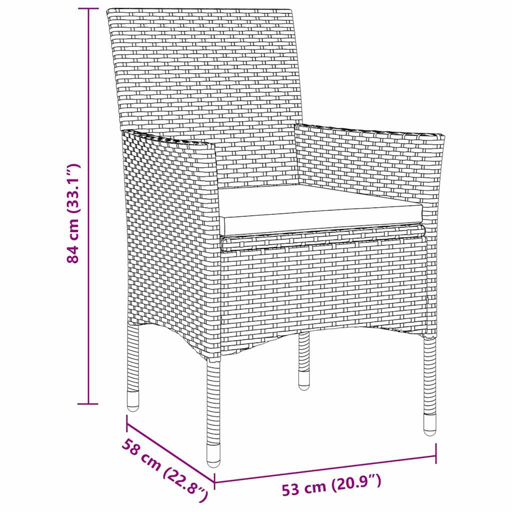 Garten Essgruppe mit Kissen 5 pcs Grau Poly-Rattan