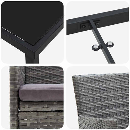 Garten Essgruppe mit Kissen 7 pcs Grau Poly-Rattan