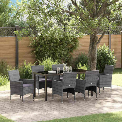 Garten Essgruppe mit Kissen 7 pcs Grau Poly-Rattan