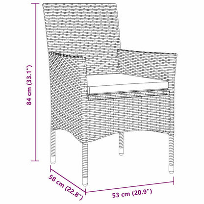Garten Essgruppe mit Kissen 7 pcs Grau Poly-Rattan