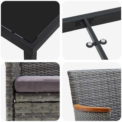 Garten Essgruppe mit Kissen 7 pcs Grau Poly-Rattan