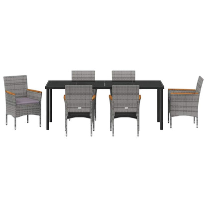 Garten Essgruppe mit Kissen 7 pcs Grau Poly-Rattan