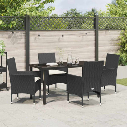Garten Essgruppe mit Kissen 5 pcs Schwarz Poly-Rattan