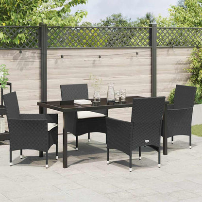 Garten Essgruppe mit Kissen 5 pcs Schwarz Poly-Rattan