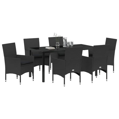 Garten Essgruppe mit Kissen 7 pcs Schwarz Poly-Rattan