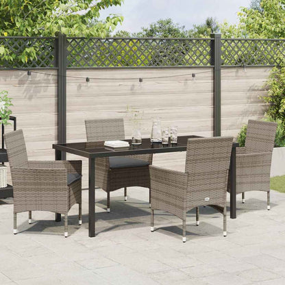 Garten Essgruppe mit Kissen 5 pcs Grau Poly-Rattan