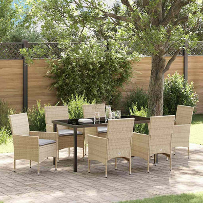Garten Essgruppe mit Kissen 7 pcs Beige Poly-Rattan