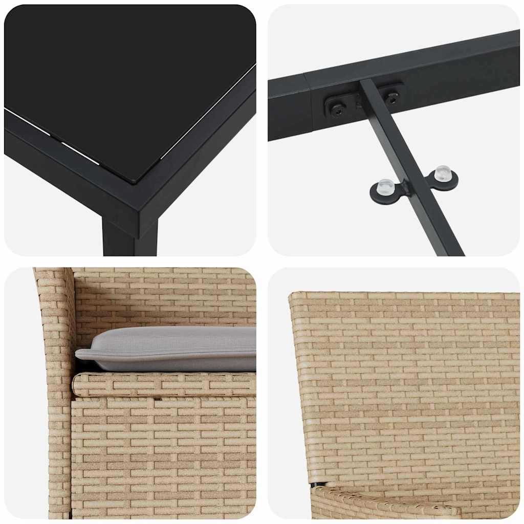 Garten Essgruppe mit Kissen 7 pcs Beige Poly-Rattan