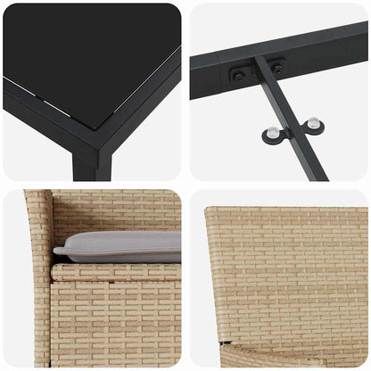 Garten Essgruppe mit Kissen 7 pcs Beige Poly-Rattan