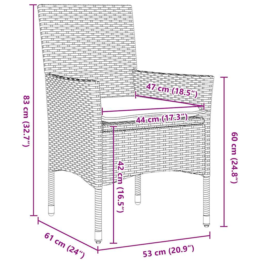 Garten Essgruppe mit Kissen 7 pcs Beige Poly-Rattan