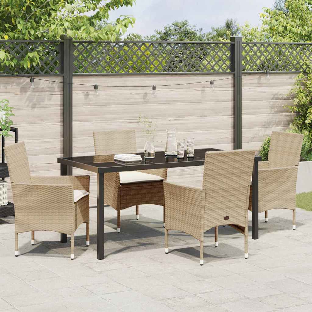 Garten Essgruppe mit Kissen 5 pcs Beige Poly-Rattan