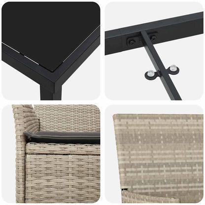 Garten Essgruppe mit Kissen 7 pcs Hellgrau Poly-Rattan