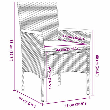 Garten Essgruppe mit Kissen 9 pcs Schwarz Poly-Rattan