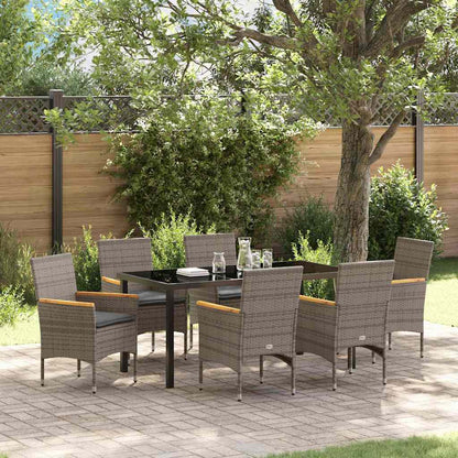 Garten Essgruppe mit Kissen 7 pcs Grau Poly-Rattan