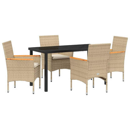 Garten Essgruppe mit Kissen 5 pcs Beige Poly-Rattan