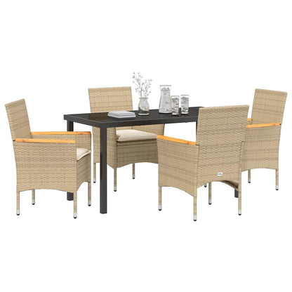 Garten Essgruppe mit Kissen 5 pcs Beige Poly-Rattan