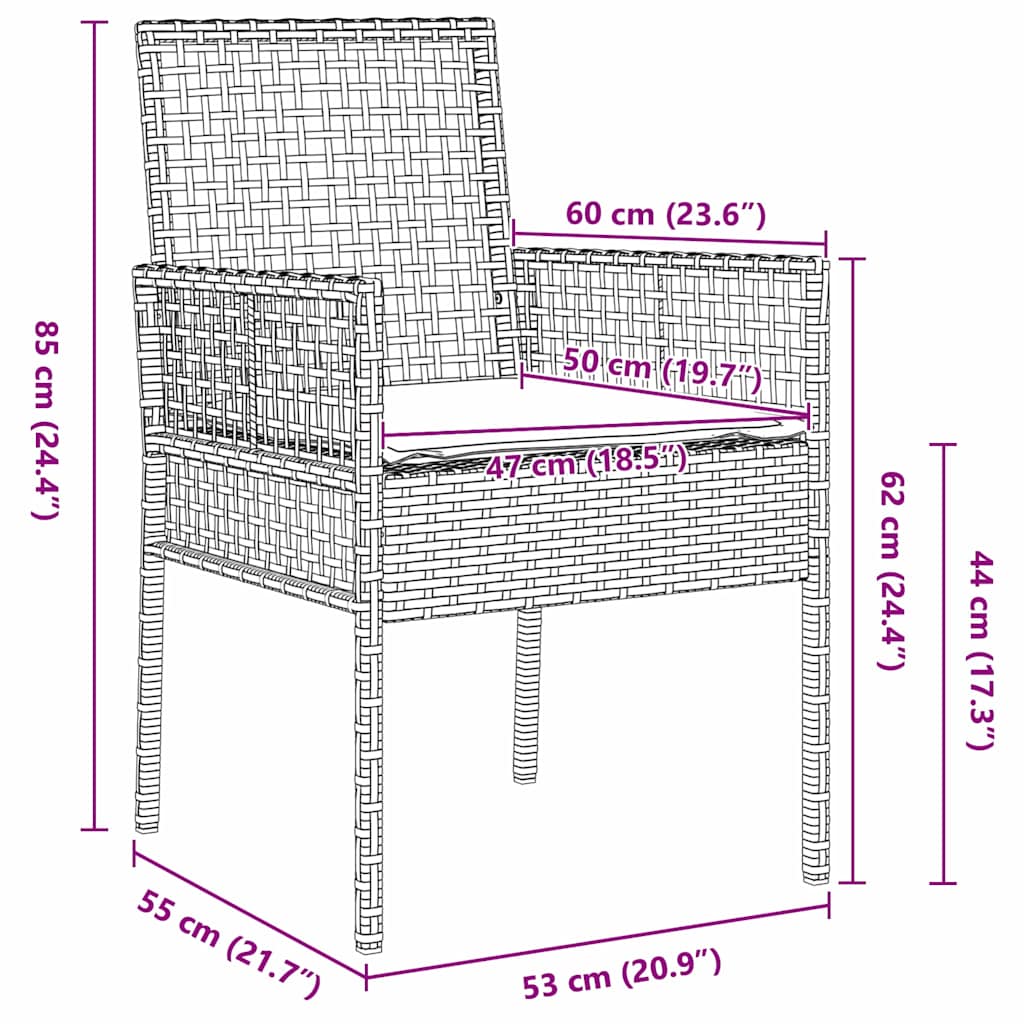 Garten Essgruppe mit Kissen 5 pcs Braun Poly-Rattan