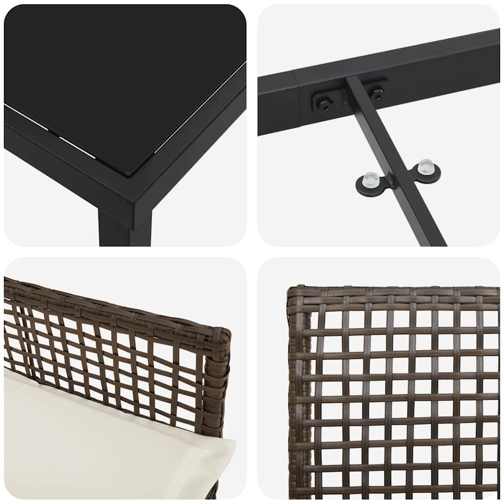 Garten Essgruppe mit Kissen 7 pcs Braun Poly-Rattan