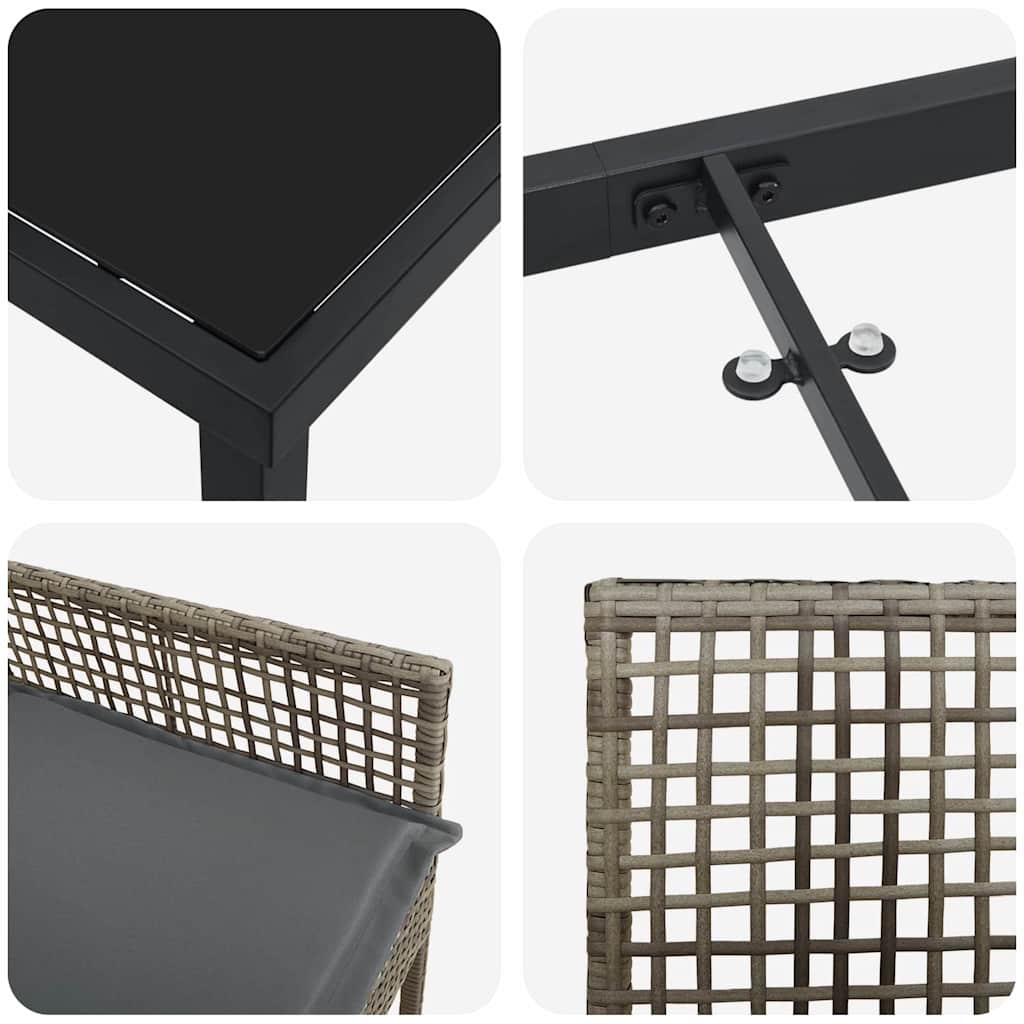 Garten Essgruppe mit Kissen 5 pcs Grau Poly-Rattan