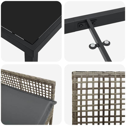 Garten Essgruppe mit Kissen 7 pcs Grau Poly-Rattan