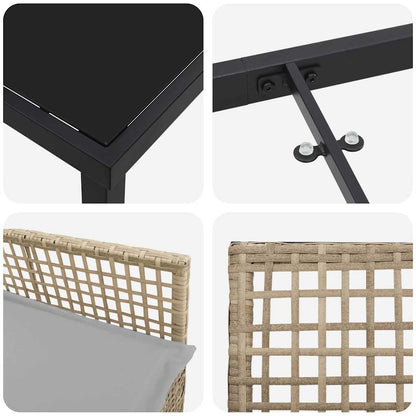 Garten Essgruppe mit Kissen 5 pcs Beige Poly-Rattan