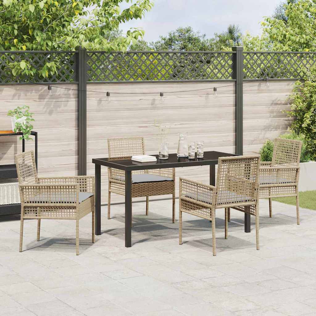Garten Essgruppe mit Kissen 5 pcs Beige Poly-Rattan