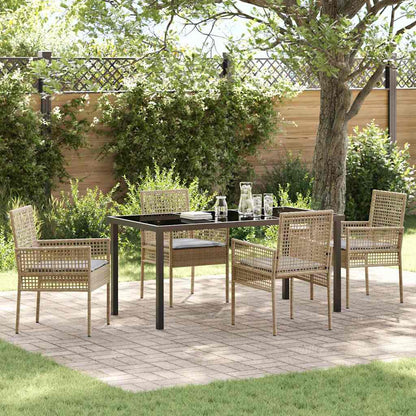 Garten Essgruppe mit Kissen 5 pcs Beige Poly-Rattan