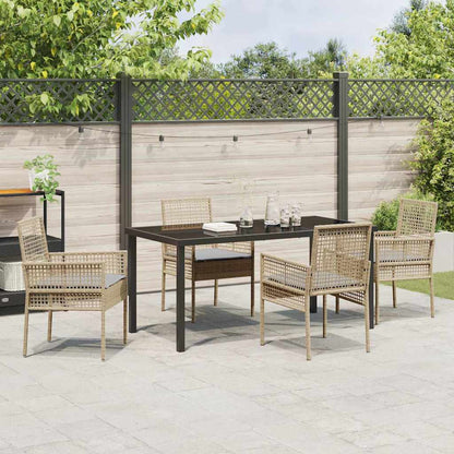 Garten Essgruppe mit Kissen 5 pcs Beige Poly-Rattan