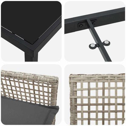 Garten Essgruppe mit Kissen 7 pcs Hellgrau Poly-Rattan