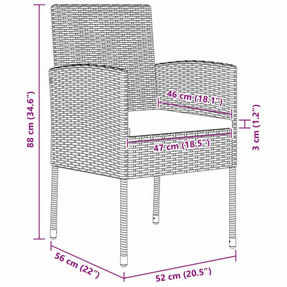 Garten Essgruppe mit Kissen 9 pcs Schwarz Poly-Rattan