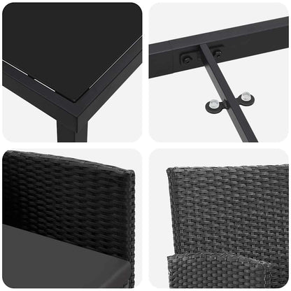 Garten Essgruppe mit Kissen 5 pcs Schwarz Poly-Rattan