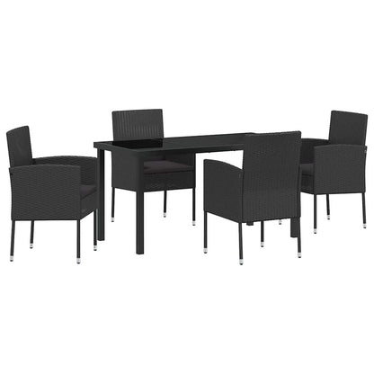 Garten Essgruppe mit Kissen 5 pcs Schwarz Poly-Rattan