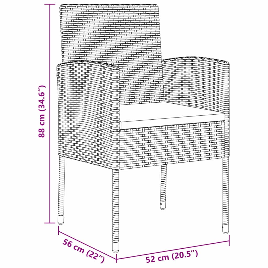 Garten Essgruppe mit Kissen 5 pcs Schwarz Poly-Rattan