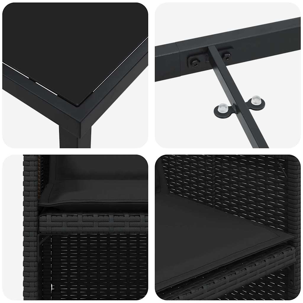 Garten Essgruppe mit Kissen 5 pcs Schwarz Poly-Rattan