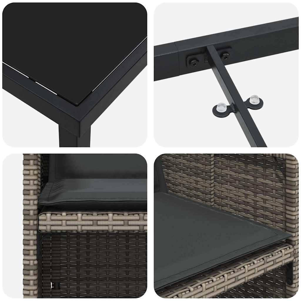 Garten Essgruppe mit Kissen 9 pcs Grau Poly-Rattan