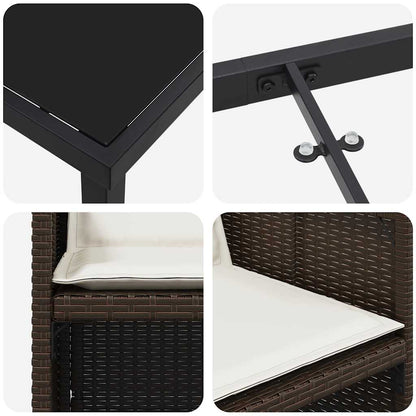 Garten Essgruppe mit Kissen 5 pcs Braun Poly-Rattan