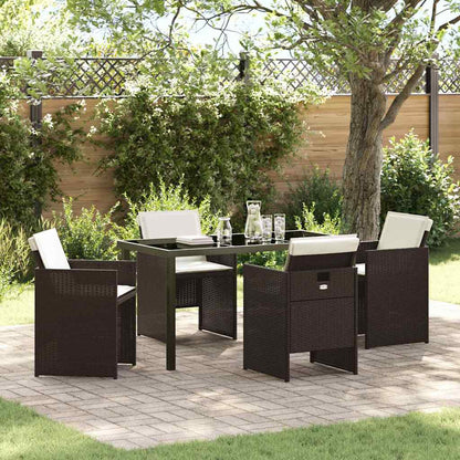Garten Essgruppe mit Kissen 5 pcs Braun Poly-Rattan