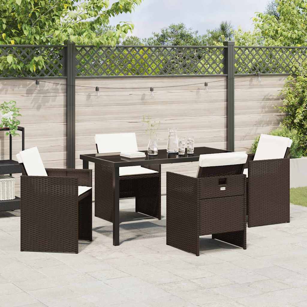 Garten Essgruppe mit Kissen 5 pcs Braun Poly-Rattan
