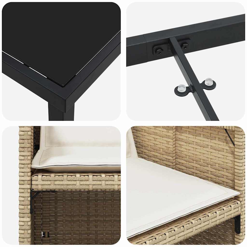 Garten Essgruppe mit Kissen 5 pcs Beige Poly-Rattan