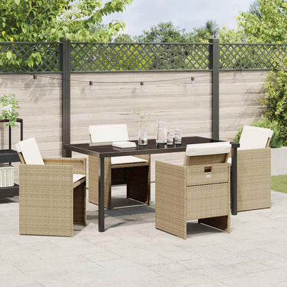 Garten Essgruppe mit Kissen 5 pcs Beige Poly-Rattan