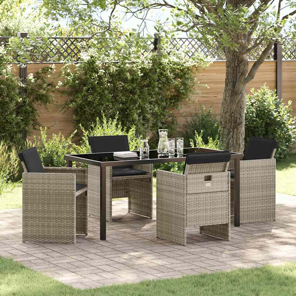 Garten Essgruppe mit Kissen 5 pcs Hellgrau Poly-Rattan