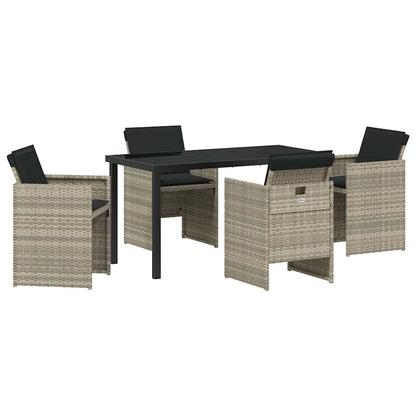 Garten Essgruppe mit Kissen 5 pcs Hellgrau Poly-Rattan