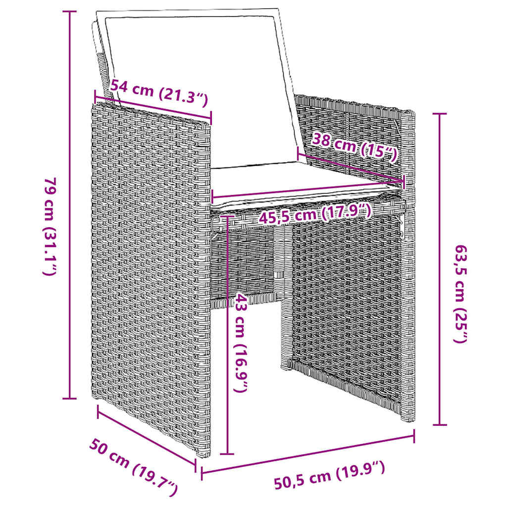 Garten Essgruppe mit Kissen 9 pcs Hellgrau Poly-Rattan