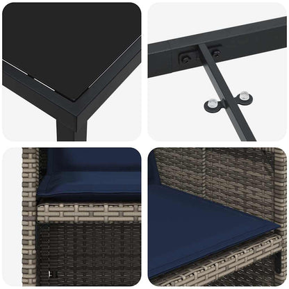 Garten Essgruppe mit Kissen 5 pcs Grau Poly-Rattan