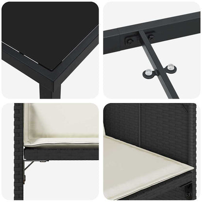Garten Essgruppe mit Kissen 5 pcs Schwarz Poly-Rattan