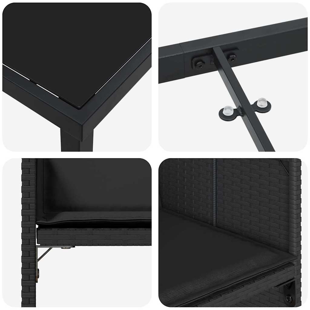 Garten Essgruppe mit Kissen 5 pcs Schwarz Poly-Rattan